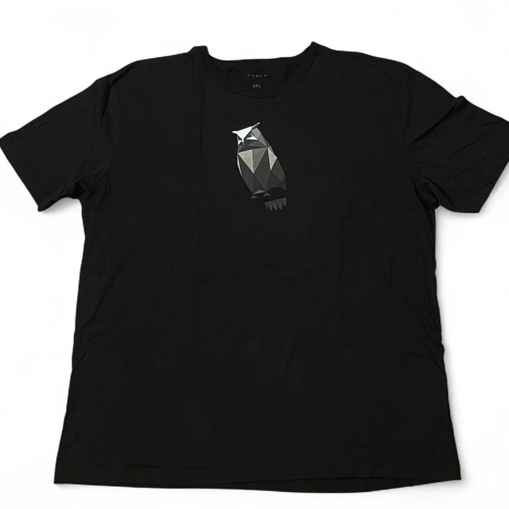 Tesla Cybertruck Owl Tee Men's 3XL Black Geometric Graphic 100% Cotton